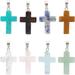 1 Box 16pcs 8 Colors Stone Cross Charms Bulk Cross Gemstone Charm Quartz Natural Crystal Assorted Rock Stone Cross Charm For Jewelry Making Charms DIY Necklace Earring Adults Craft
