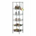 6 Layers Carbon Steel & PP Storage Rack with Hooks Kitchen Living room Bathroom Storage Locker Silver Gray