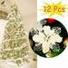 Shpwfbe Christmas Decorations Christmas Flowers 12 Pcs Artificial Christmas Flowers Decorations Glitter Xmas Tree Flower Ornaments White Christmas Holiday Decoration Flowers Christmas Decor