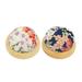 2 Pcs Japanese Style Wooden Base Pin Cushion Lovely Cherry Blossom Printing Needle Cushion DIY Handcraft Sewing Tool Supplies(Random Style)