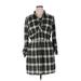 No Comment Casual Dress - Mini Collared 3/4 sleeves: Black Print Dresses - Women's Size 1X