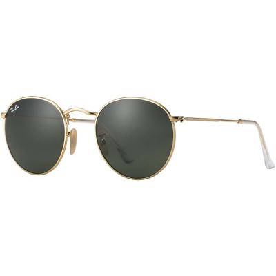 Ray-Ban Round Metal Sunglasses - Men's Gold Frame Crystal Green 50 mm Lenses RB3447-001-50