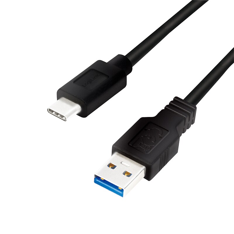 LogiLink USB 3.2 Gen1x1 Kabel, USB-A Stecker auf USB-C Stecker, 0,15m 1 Stück Image
