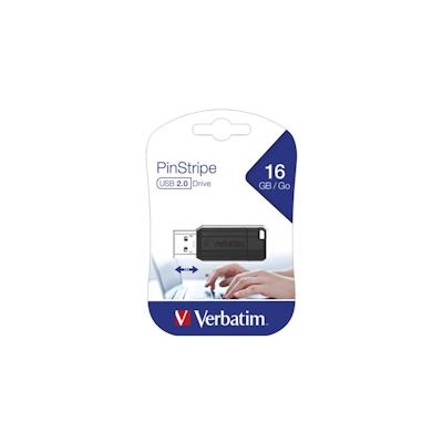 Verbatim Speicherstick, USB 2.0, 16 GB, PinStripe, schwarz