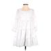 A. CALIN By Flying Tomato Casual Dress - Mini: White Solid Dresses - Women's Size Small
