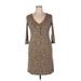 Ann Taylor LOFT Casual Dress - Sheath: Brown Leopard Print Dresses - Women's Size 14 Petite
