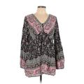 Weekend Suzanne Betro Long Sleeve Blouse: Black Paisley Tops - Women's Size Large - Print Wash