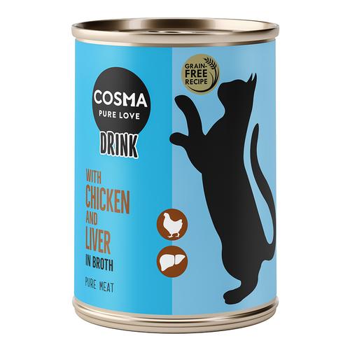 24x 100g Cosma Drink Hühnchen und Hühnchenleber Katzenfutter nass