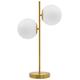 Antique Brass Table Lamp Twin Opal Globe Frosted Glass Shades, Glass Ball Desk Lamp H3118