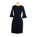 Banana Republic Cocktail Dress - Sheath High Neck 3/4 sleeves: Blue Print Dresses - Women's Size 6