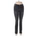 Nicole Miller New York Jeggings - Mid/Reg Rise Skinny Leg Boyfriend: Black Bottoms - Women's Size 6 - Dark Wash