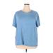 Merona Short Sleeve T-Shirt: Blue Print Tops - Women's Size 2X-Large