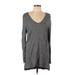 Old Navy Casual Dress - Mini V-Neck Long sleeves: Gray Dresses - Women's Size Large