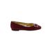 Diane B. Flats: Burgundy Solid Shoes - Women's Size 38.5 - Almond Toe