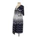 A Pea in the Pod Casual Dress - Sheath V Neck Short sleeves: Blue Chevron Dresses - Women's Size Small Maternity