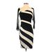 Bordeaux Casual Dress - Sheath: Black Stripes Dresses - Women's Size Small