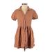 Zara Casual Dress - Mini Collared Short sleeves: Brown Solid Dresses - Women's Size X-Small