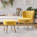 Slipper Chair - Willa Arlo™ Interiors Edison Upholstered Slipper Chair & Ottoman, Solid Wood in Yellow | 32.3 H x 25.5 W x 26.8 D in | Wayfair