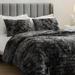 Wonderful Textile Faux Fur Comforter Set 3 Piece Tie Dye Polyester/Polyfill/Flannel in Gray/Black | Full/Queen Comforter + 2 Standard Shams | Wayfair