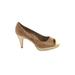 Bandolino Heels: Pumps Stiletto Cocktail Party Tan Shoes - Women's Size 6 - Peep Toe