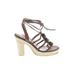 Apepazza Sandals: Brown Solid Shoes - Women's Size 38 - Open Toe