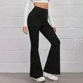 2024 Leggings elastici da donna Solid vita alta Slim svasato Yoga sport corno pantaloni Casual in