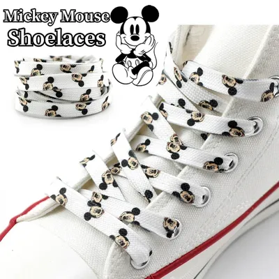1 Pair Disney Mickey Mouse Cartoon Shoelaces Flat Popular Sport Shoes Laces Men Women Canvas Shoes