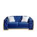 Blue Loveseat Sofa Nailhead Trim Arms & Back Reclining Sofa w/ Pillows
