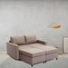 Modern Brown Sectional Sofa Convertible Couch Bed for Living Room, 2 Seat Loveseat Sleeper Sofa with Chaise Lounge