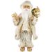 18" Ivory and Gold Santa Claus with Gift Bag Christmas Figure