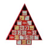 14" Rustic Red and White Christmas Tree Shaped Advent Calendar Decoration