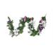 6' Pre-Decorated Silver Poinsettia Eucalyptus and Purple Ornament Artificial Christmas Garland - Unlit