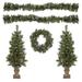 5-Piece Pre-Lit Frosted Verona Berry Pine Artificial Christmas Entryway Set - 4'