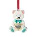 3" Pastel Silver Plated Bear Baby's First Christmas Ornament with European Crystals