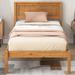 Twin Size Wood Platform Bed w/ Classic Headboard Upholstered Bed Frame for Bed Room No Box Spring Needed, Easy Assembly