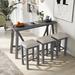 4 Piece Kitchen Dining Bar Table Set with 3 Upholstered Stools