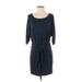 Vince. Casual Dress Scoop Neck 3/4 sleeves: Blue Print Dresses - Women's Size X-Small