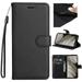 K-Lion Wallet Case for iPhone 14 Pro Retro Solid Color Premium PU Leather Card Slots Flip Case Business Style Shockproof Kickstand Protective Case Cover with Wrist Strap Black