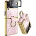 Pink Case Compatible for Galaxy Z Flip 4 Case with Ring Electroplate Samsung Z Flip 4 Case with Camera Screen Protector Samsung Flip 4 Case Stand Phone Case for Samsung Galaxy Z Flip 4 5G Case