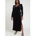 Plus Size Women's Velvet Tie Waist Gown by ELOQUII in Black Onyx (Size 14)