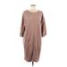 Purejill Casual Dress - Shift Scoop Neck 3/4 sleeves: Tan Color Block Dresses - New - Women's Size Medium