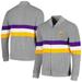 Men's Mitchell & Ness Gray Minnesota Vikings Striped Full-Zip Cardigan Sweater