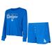 Women's Concepts Sport Royal Los Angeles Dodgers Meter Knit Long Sleeve T-Shirt & Shorts Set