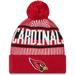 Men's New Era Cardinal Arizona Cardinals Striped Cuffed Knit Hat with Pom