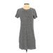 Current/Elliott Casual Dress - Shift Crew Neck Short sleeves: Gray Print Dresses - Women's Size X-Small