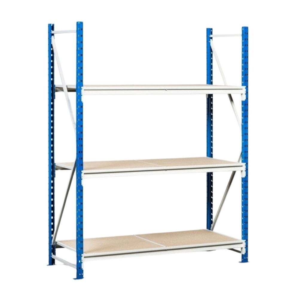 PROREGAL Weitspannregal MAXIMUS | Grundregal | HxBxT 500x225x80cm | 7 Ebenen | Spanplatten-Fachboden | Fachlast 375kg | Lichtblau/Lichtgrau Image