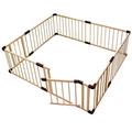 Wooden Baby Playpen with Door,Foldable Safety Fence,Breathable and Durable Game Playpen,Space Saving,Anti-Fall,Learning to Stand,Newborn/Twin,Indoor/Outdoor,210x140cm