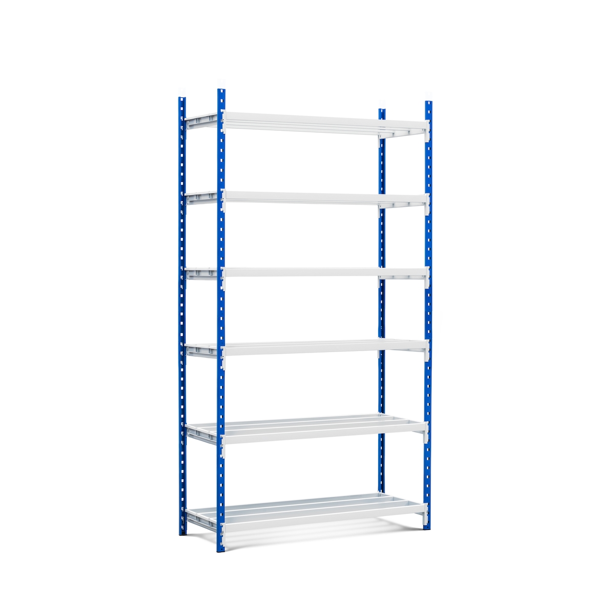 PROREGAL Fachbodenregal MAXIMUS Pro | Grundregal | HxBxT 300x125x50cm | 6 Ebenen | offener Fachboden | Fachlast 248kg | Lichtblau/Lichtgrau Image