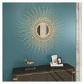 27.6 inch Sunburst Wall Mirror, Large Round Metal Starburst Decorative Wall Mirror, Dining Room, Living Room, Hallway Porch Decorative Hanging Mirror,Gold,70cm