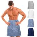 Mixweer 4 Pcs Men's Towel Wrap Adjustable Wrap Towel Shower Coral Fleece Bath Wrap Spa Shower Bath Robe Body Cover Up Towel for Men Gym Swimming Beach (White, Gray, Blue, Dark Blue)